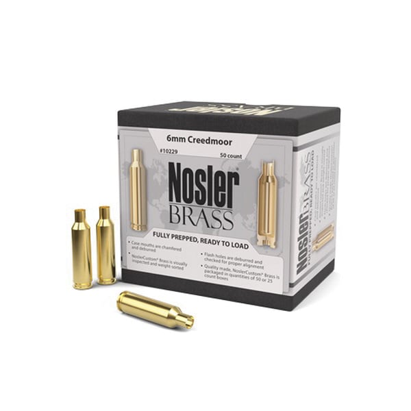Nosler 6mm Crd Brass Full Length Cartridge Case, 50/box - 10229 - Nosler