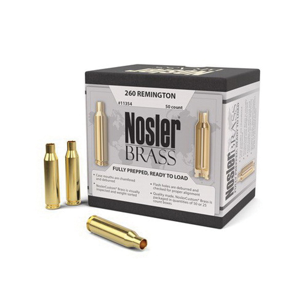 Nosler .260 Rem Brass Full Length Cartridge Case, 50/box - 11354 - Nosler