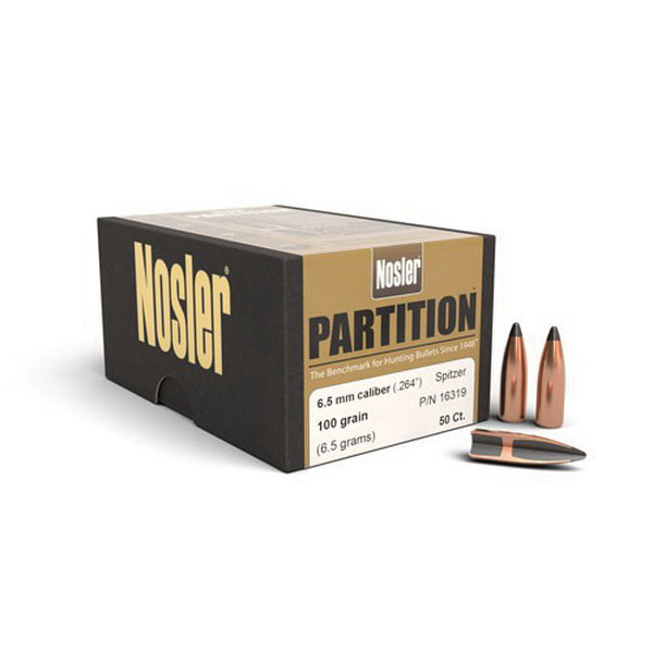 Nosler Partition 6.5mm 100 gr FBSPT Rifle Bullet, 50/box - 16319 - Nosler