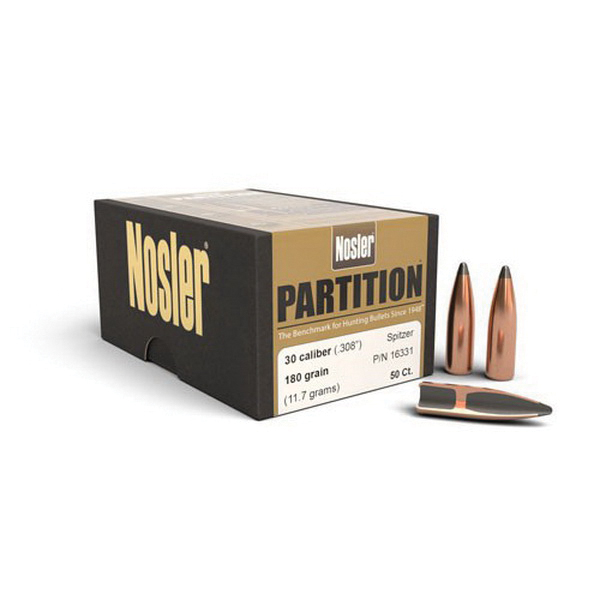 Nosler Partition .30 180 gr FBSPT Rifle Bullet, 50/box - 16331 - Nosler