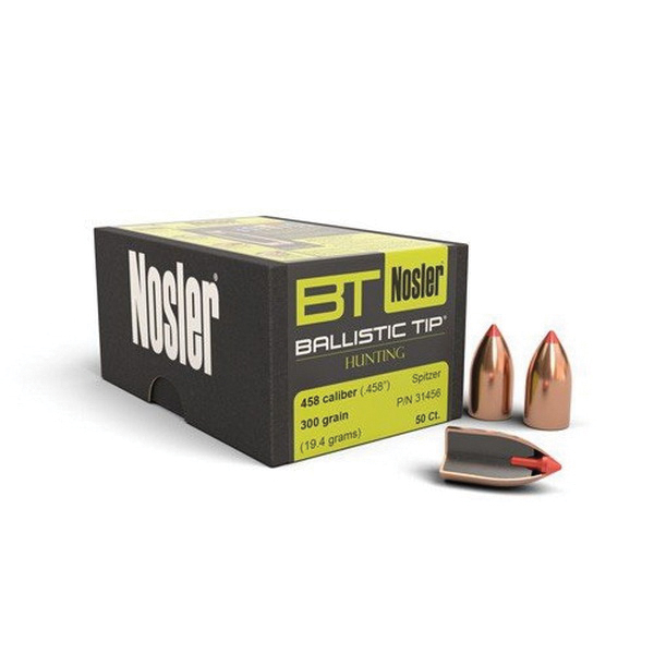 Nosler Ballistic Tip Hunting .458 300 gr SBT Rifle Bullet, 50/box - 31456 - Nosler