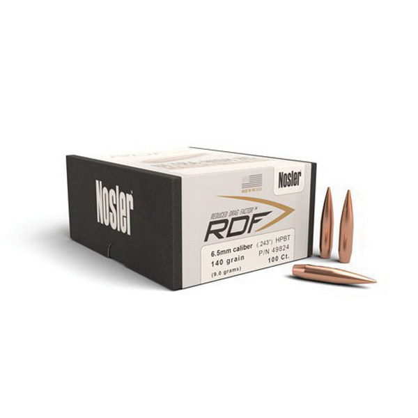 Nosler RDF 6.5mm 140 gr HPBT Rifle Bullet, 100/box - 49824 - Nosler