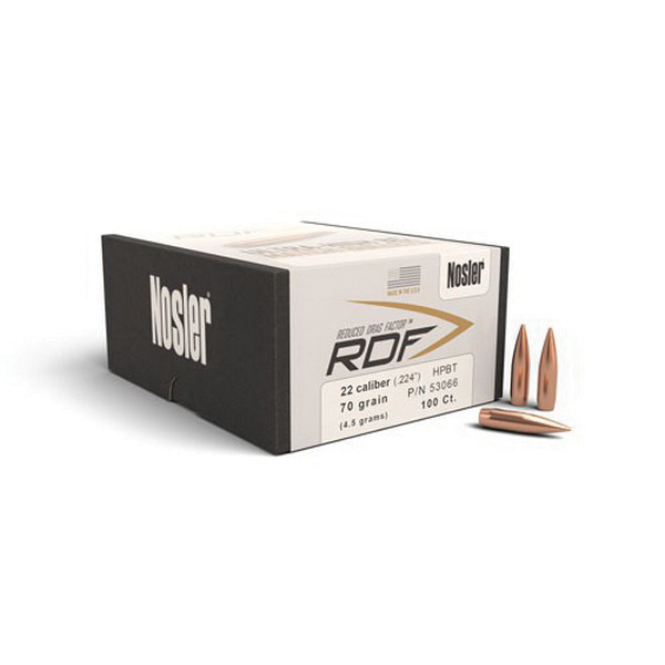 Nosler RDF .22 70 gr HPBT Rifle Bullet, 100/box - 53066