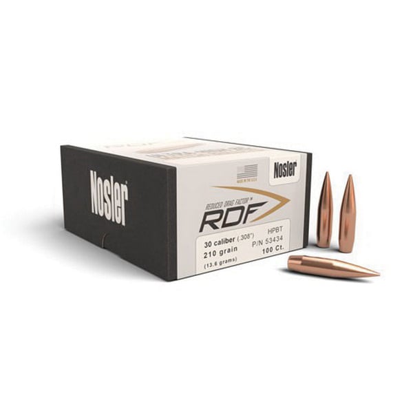 Nosler RDF .30 210 gr HPBT Rifle Bullet, 100/box - 53434 - Nosler