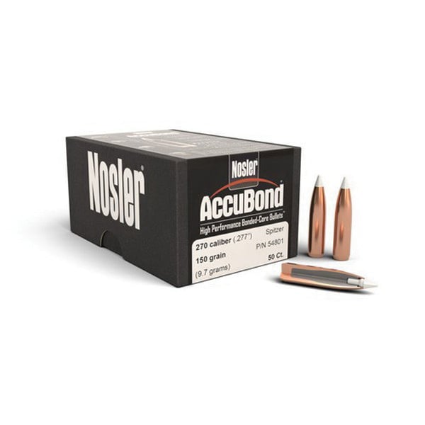 Nosler AccuBond .270 150 gr SBT Rifle Bullet, 50/box - 54801 - Nosler