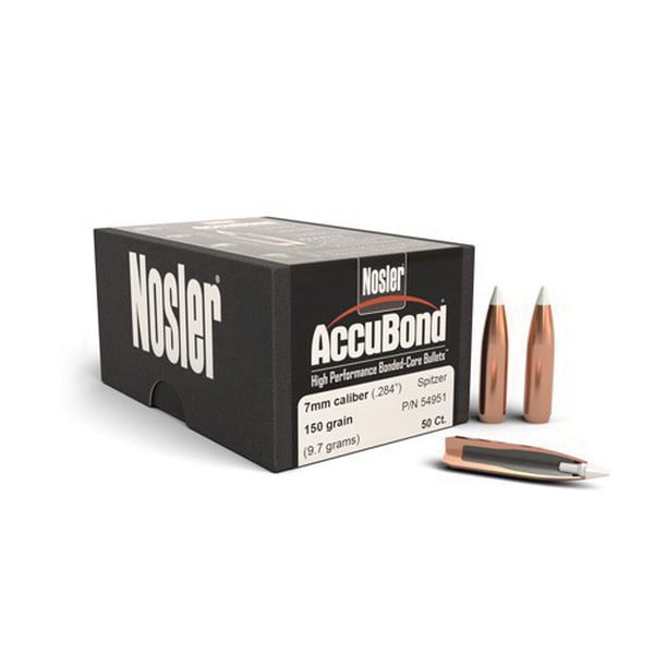 Nosler AccuBond 7mm 150 gr SBT Rifle Bullet, 50/box - 54951 - Nosler