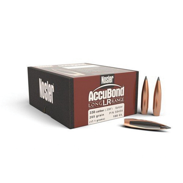 Nosler AccuBond Long Range .338 265 gr SBT Rifle Bullet, 100/box - 58454 - Nosler