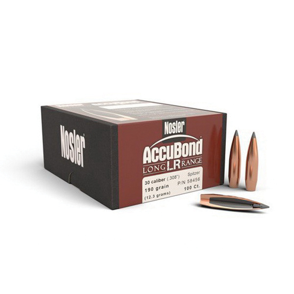 Nosler AccuBond Long Range .30 190 gr SBT Rifle Bullet, 100/box - 58456 - Nosler