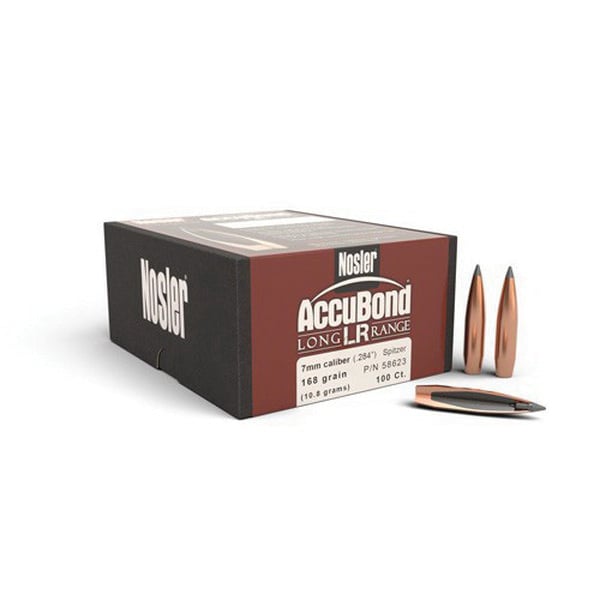 Nosler AccuBond Long Range 7mm 168 gr SBT Rifle Bullet, 100/box - 58623 - Nosler