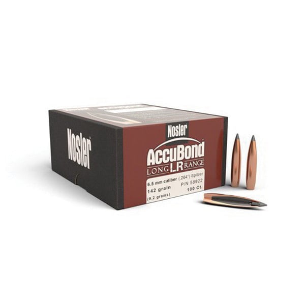 Nosler AccuBond Long Range 6.5mm 142 gr SBT Rifle Bullet, 100/box - 58922 - Nosler