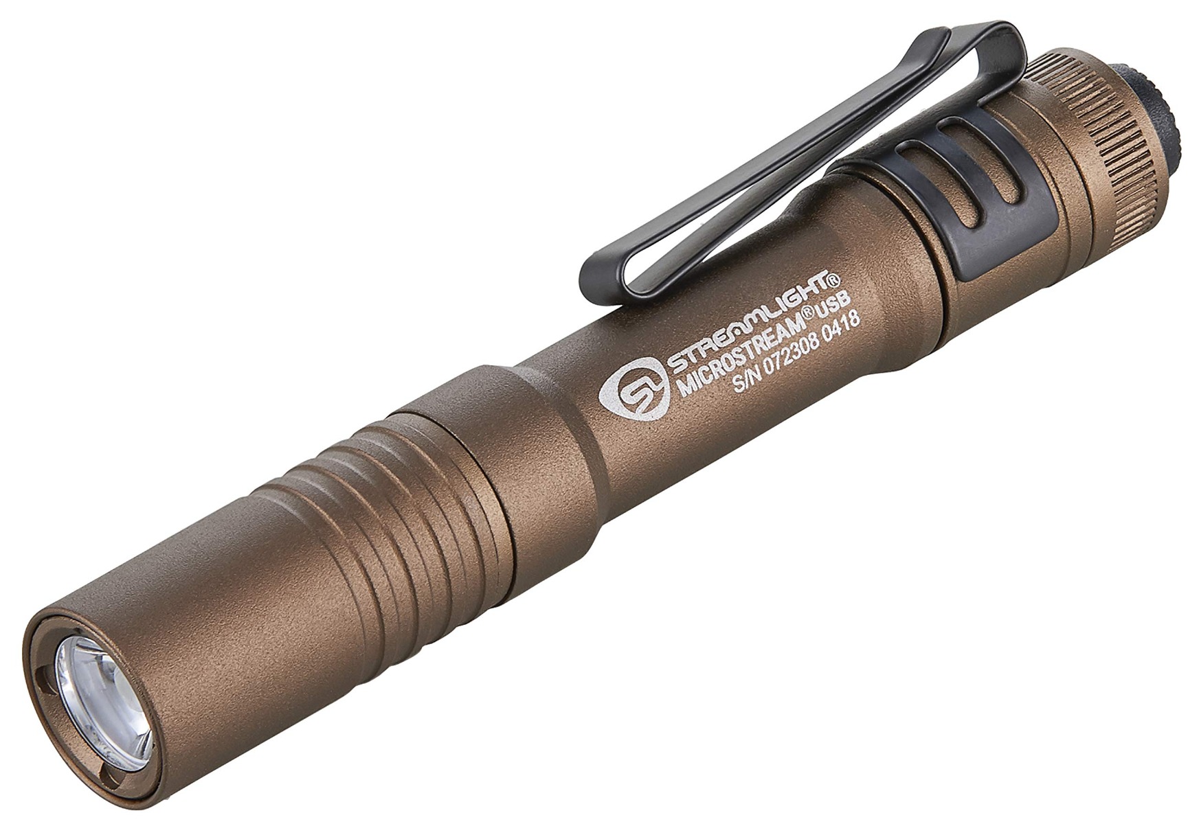 Streamlight Microstream 250/50 lm C4 LED USB Rechargeable Ultra-Compact Water-Resistant Pocket Flashlight, Coyote - 66608