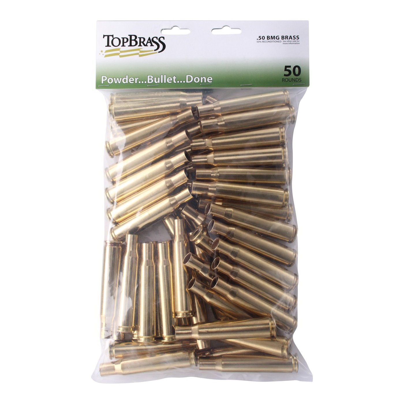 Top Brass Premium Reconditioned .50 Unprimed Brass Cartridge Case, 50/pack - 3B050BMGMY-50 - Top Brass