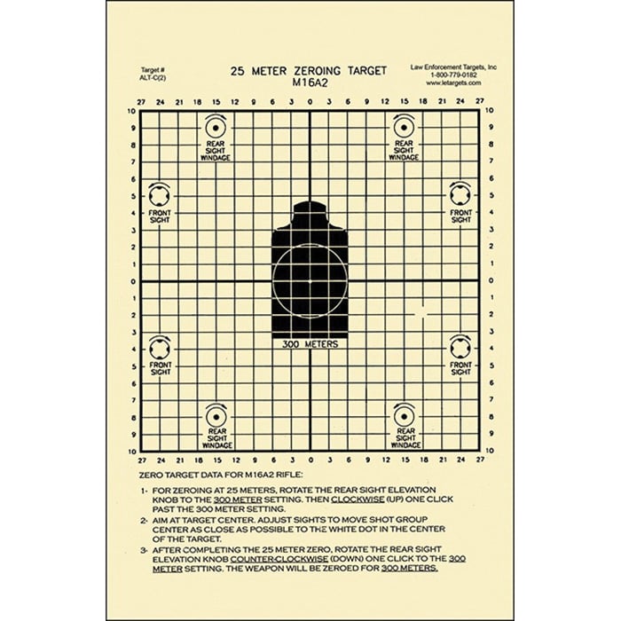 Action Target Law Enforcement 8.75" x 11.5" M16 Zeroing Target, Black, 100/box - ALT C(2)-100
