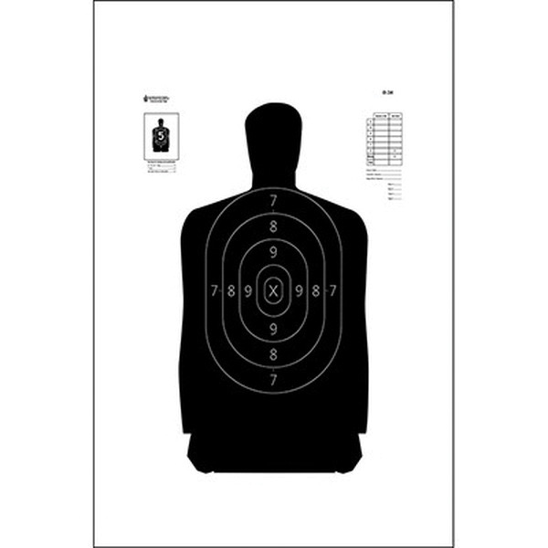 Action Target Law Enforcement 17.5" x 23" Silhouette B-34 Qualification Target, Black, 100/box - B-34-100 - Action Target