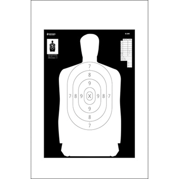 Action Target Law Enforcement 17.5" x 23" Silhouette B-34 Reverse Qualification Target, Black/Ivory, 100/box - B-34R-100 - Action Target