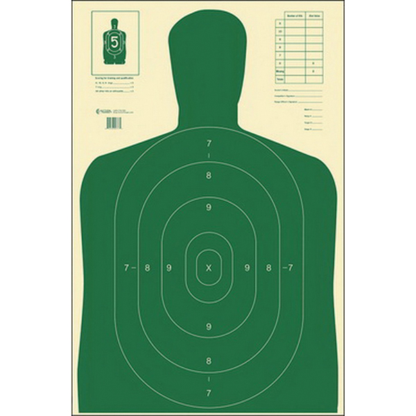 Action Target Law Enforcement 23" x 35" Silhouette B-27E Economy Target, Green, 100/box - B-27E GREEN-100 - Action Target
