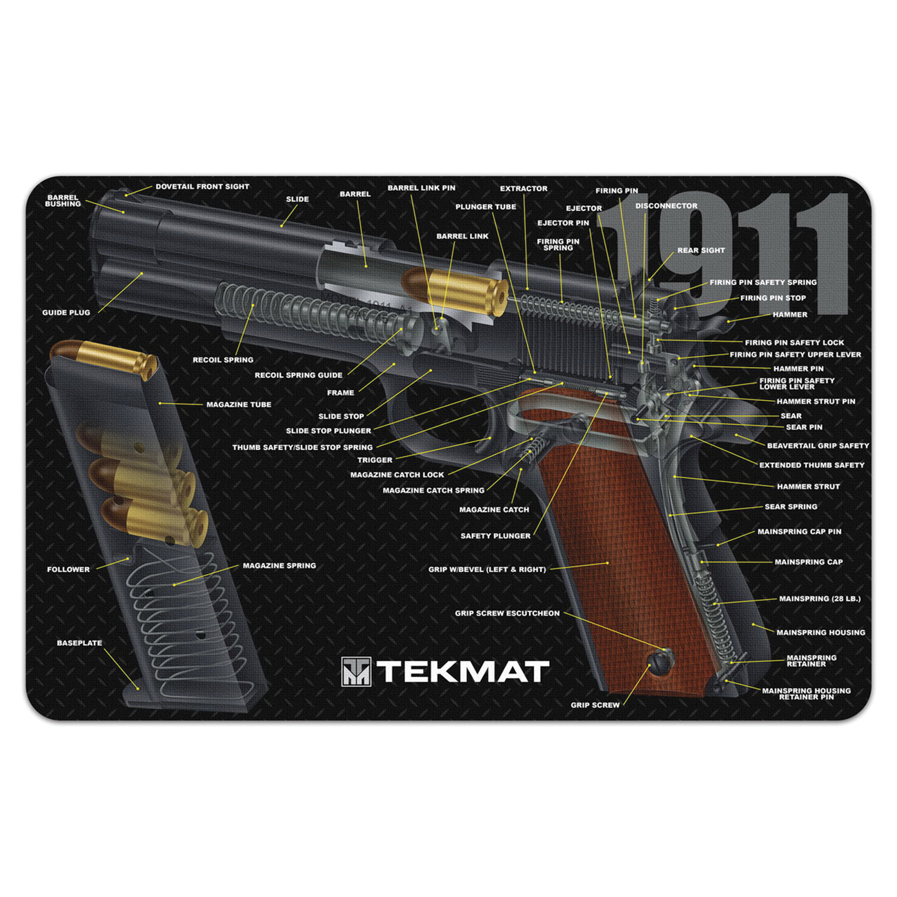 TekMat 1911 3D Cutaway Cleaning Mat, 11" W x 17" H x 0.125" T - R171911CA - Apex