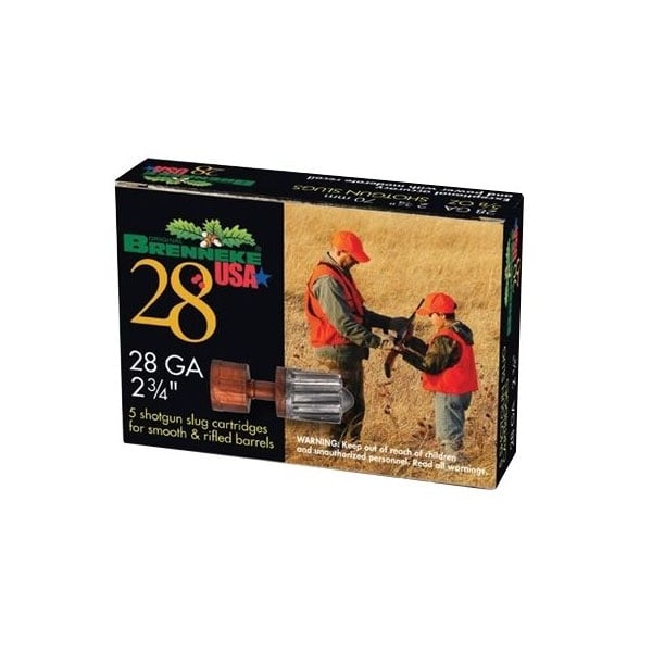 Brenneke 2 3/4" 28 Gauge Ammo Slug, 5/Box - SL282BR - Brenneke Usa