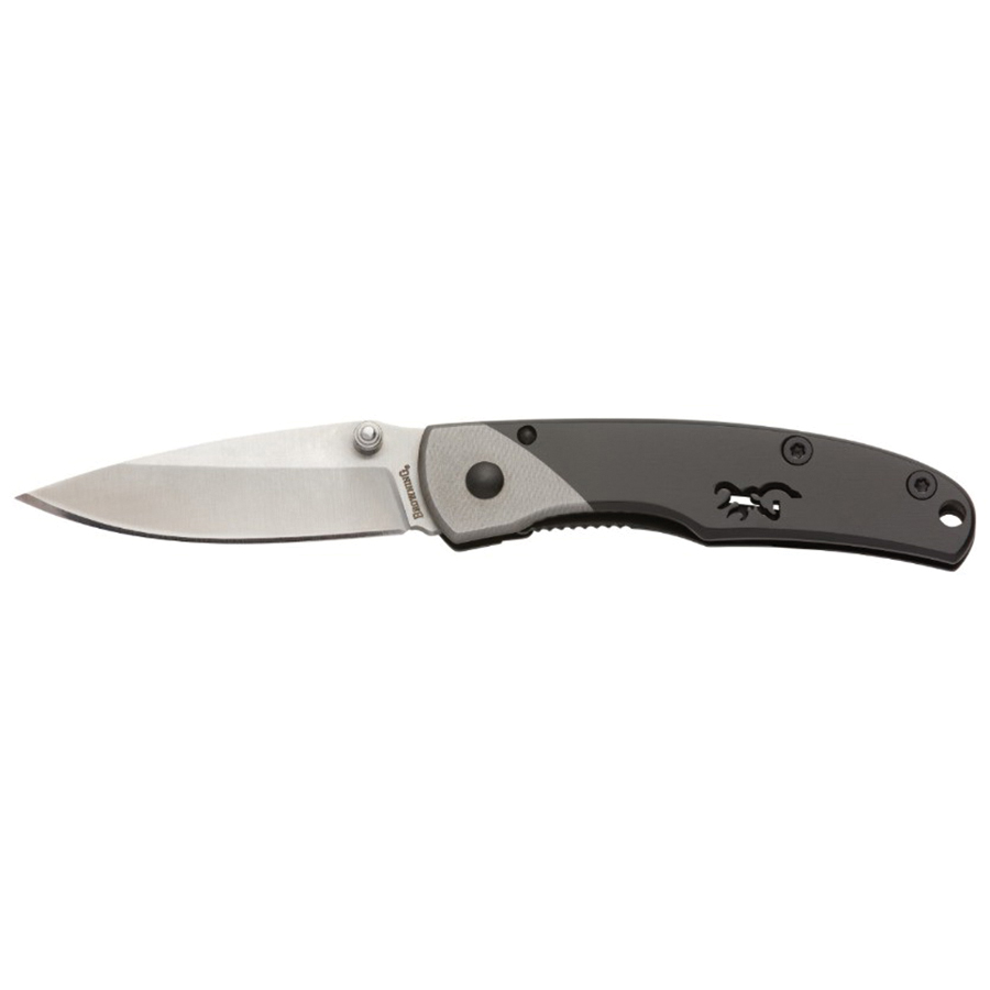 Browning Mountain Ti2 Drop Point Folding Knife, 2.13", Black/Gray - 3220320 - Browning