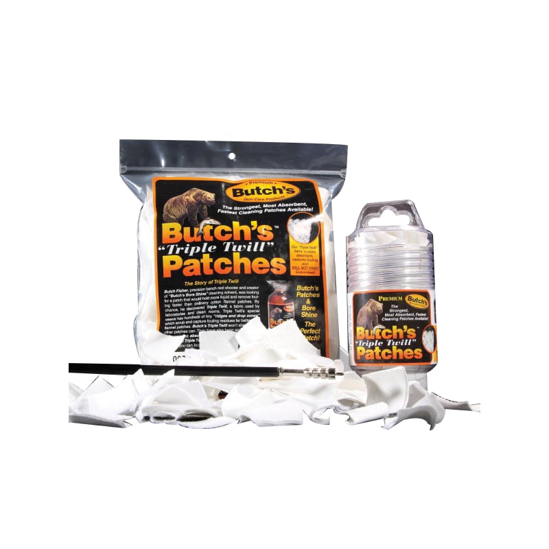 Lyman Butchs Triple Twill Cleaning Patches, .45 to .58/410 to 20 Gauge, 375/bag - 2908 - Butchs