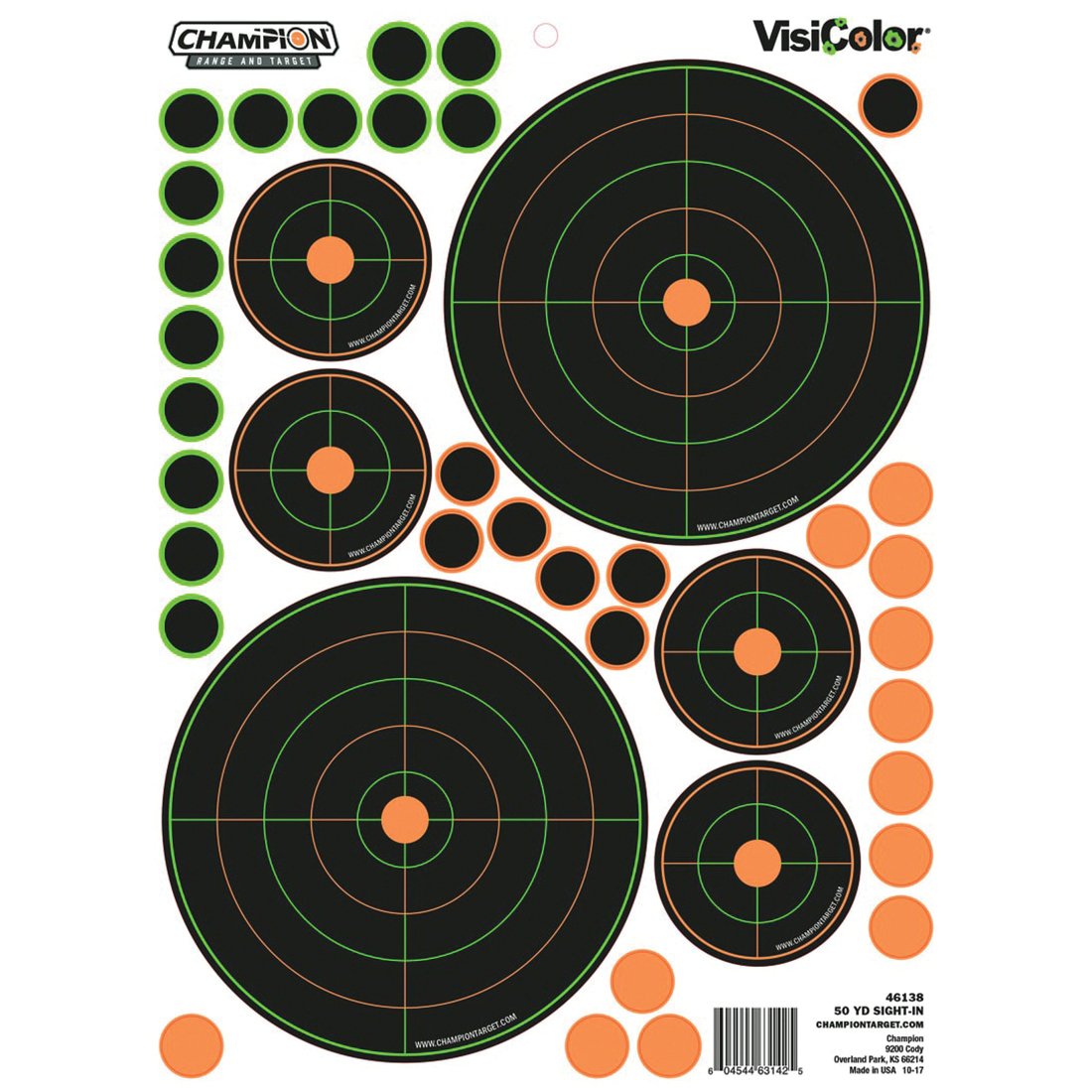 Champion VisiColor 8.5" x 11.5" Self-Adhesive 50 yd Sight-In Target, Orange/Black, 5/pack - 46138 - Champion