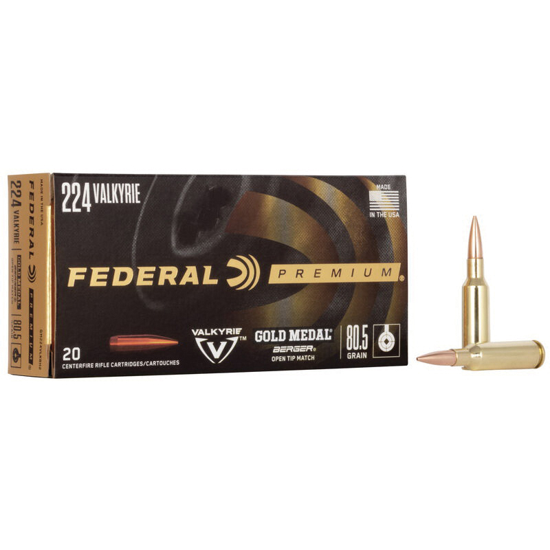 Federal Gold Medal 80.5 gr BBTT .224 Valkyrie Ammo, 20/pack - GM224VLKBH2 - Federal