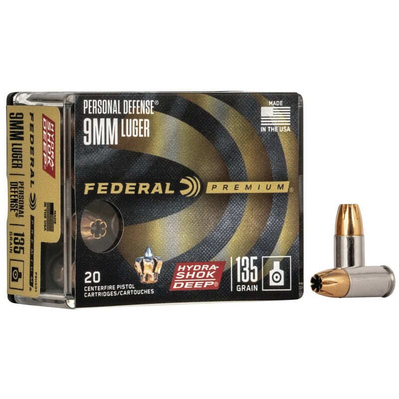 Federal Personal Defense 9mm Ammo 135 gr HSDHP 20rds