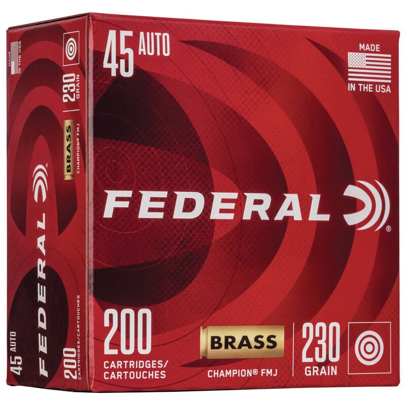 Federal Champion 230 gr FMJ .45 Auto Ammo, 200/pack - WM52332 - Federal