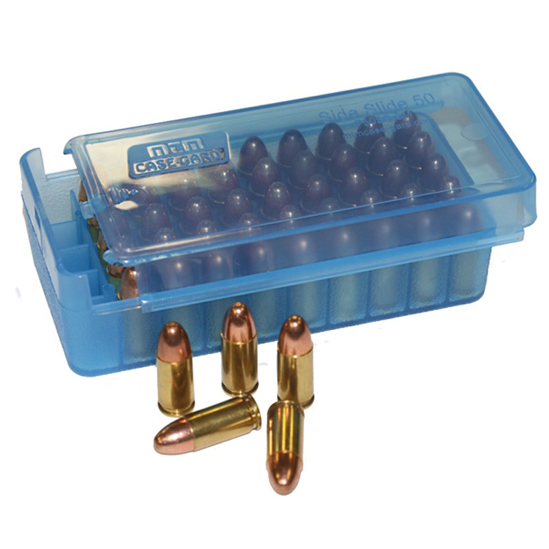 MTM Case Gard P50SS 50 Round Side-Slide Ammo Box, Clear Blue - P50SS4524 - Mtm Case Gard