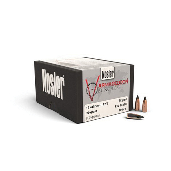 Nosler Varmageddon .17 20 gr FBTP Rifle Bullet, 100/box - 17210 - Nosler