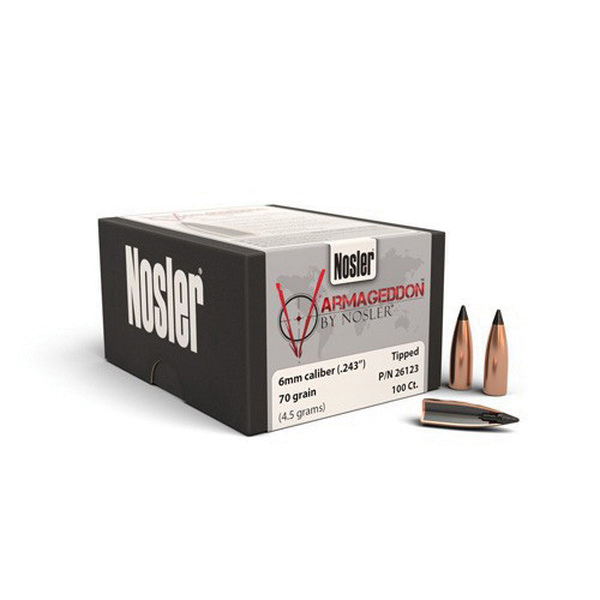 Nosler Varmageddon 6mm 70 gr FBTP Rifle Bullet, 100/box - 26123 - Nosler