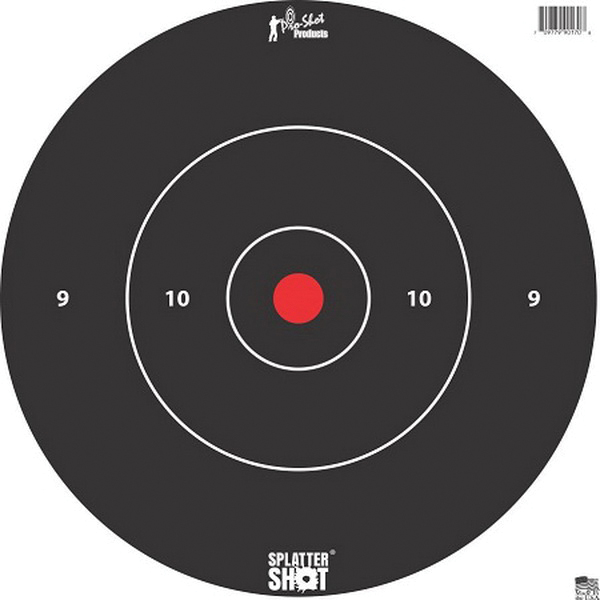 ProShot Splatter Shot 12" Bullseye Target, Black/White, 12/pack - 12B-WHTE-TG-12PK - Proshot