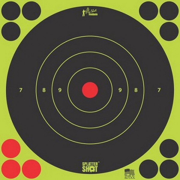 ProShot Splatter Shot 17.25" Self-Adhesive Bullseye Target, Black/Green, 5/pack - LONGRANGE17.25-5PK - Proshot