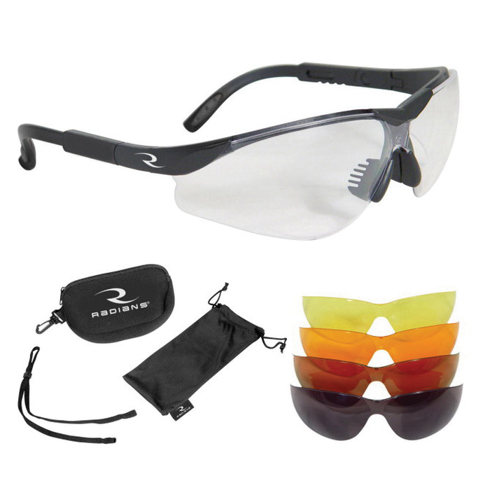 Radians T-85 Half-Frame Interchangeable Shooting Glasses Kit, Clear/Orange/Amber/Copper/Smoke - T85RC