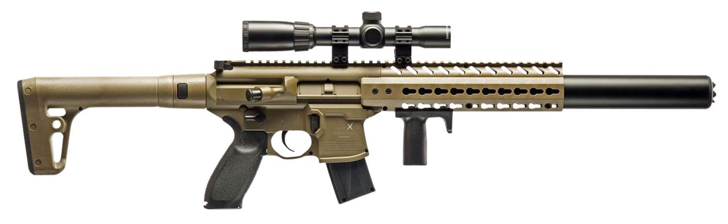 Sig Sauer SIG MCX .177 Semi-Automatic Air Rifle w/ 1-4x24 Scope, Black/FDE - AIRMCX - Sig Sauer