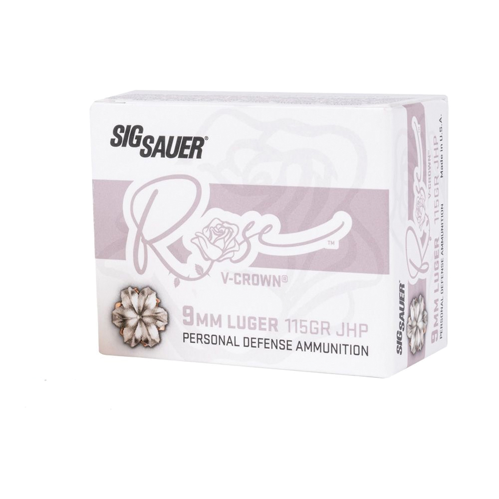 Sig Sauer Rose 9mm 115 gr JHP 20rds Handgun Ammo for Effective Self-Defense - E9MMA1ROSE20 - Sig Sauer