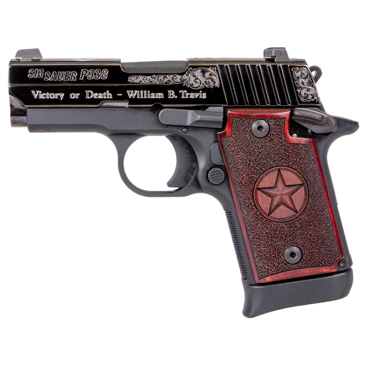 Sig Sauer P938 9mm Pistol 7rd 3" Texas Engraved Silver - 9389TXSAMBI - Sig Sauer