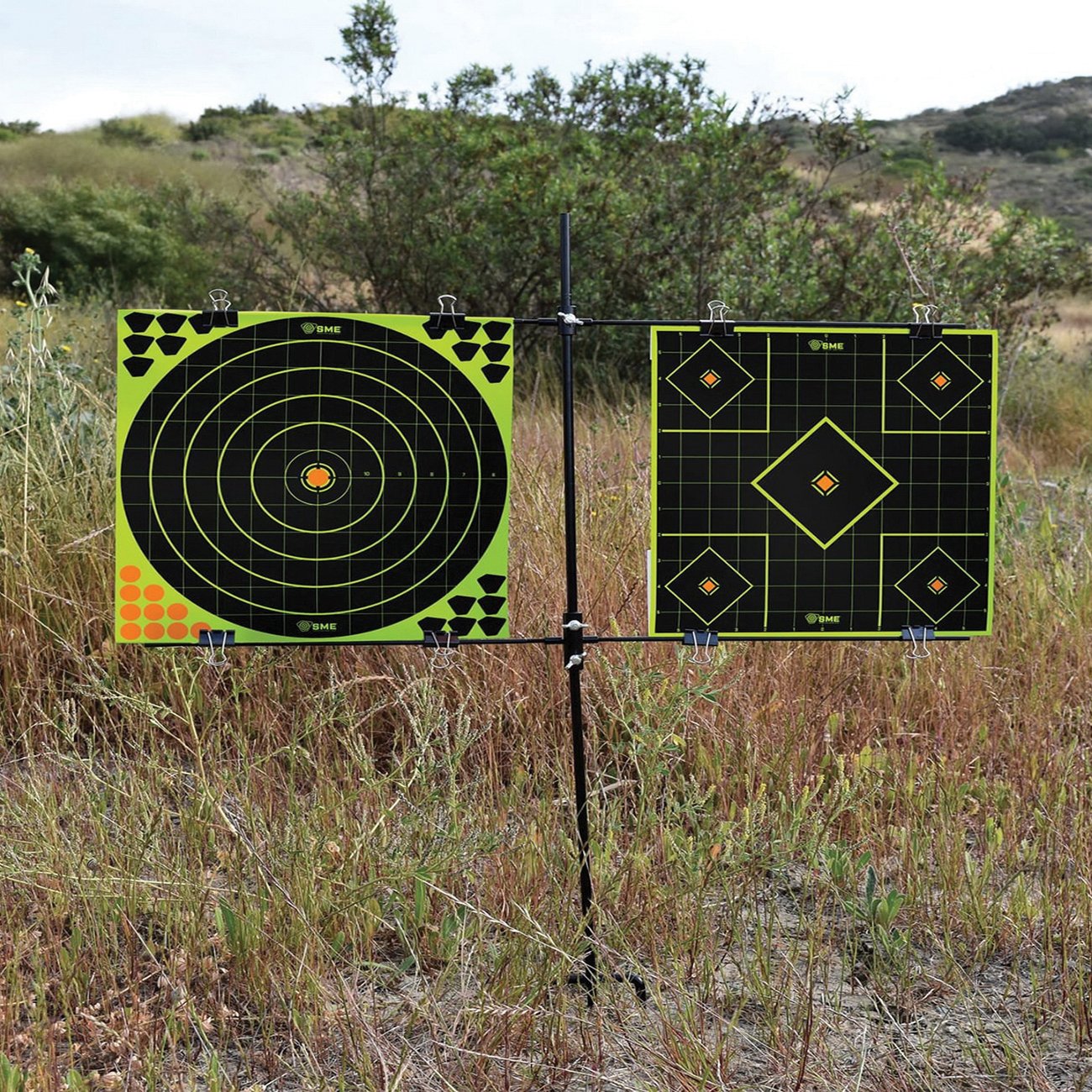 SME Steel Double Paper Target Stand, Black - SME-TGTST - Sme