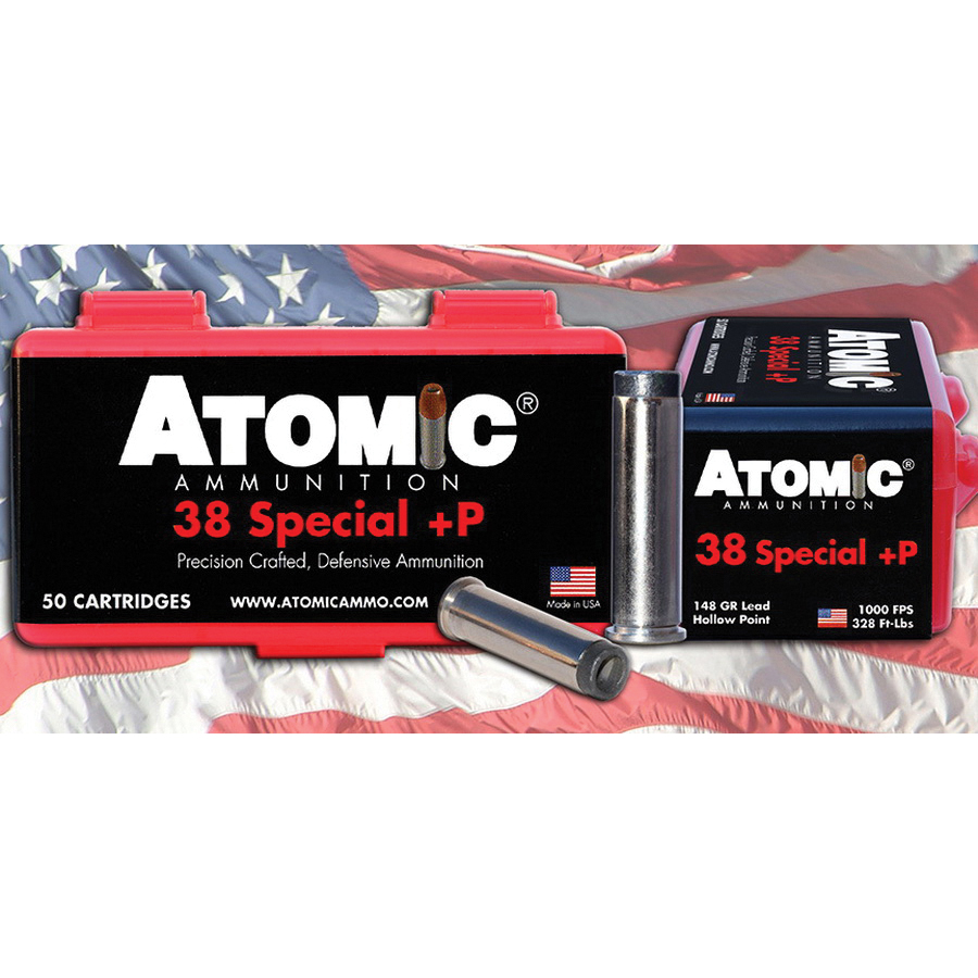Atomic Ammunition Match 148 gr HBW .38 Spl Ammo, 50/box - 449 - Atomic