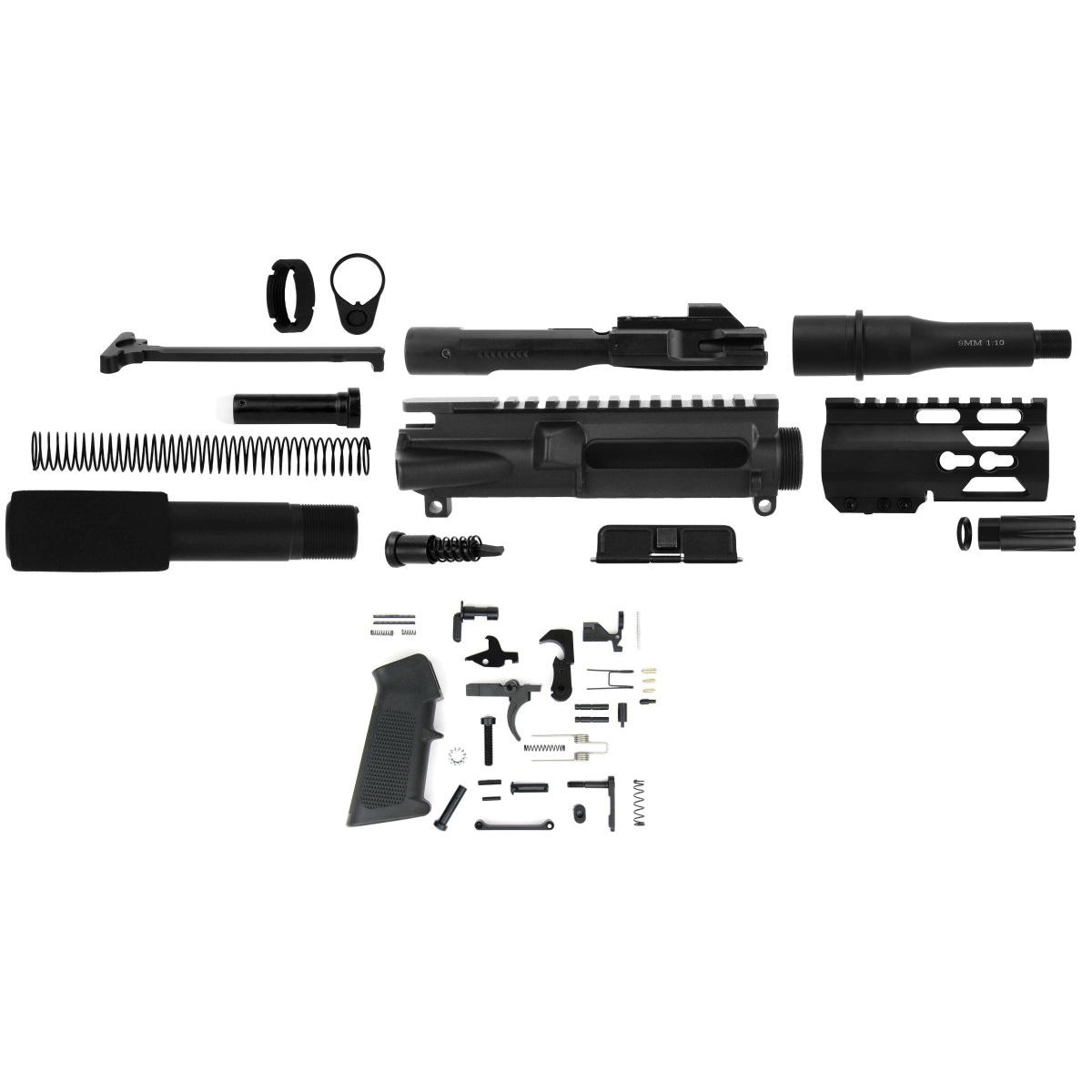 Tacfire 9mm 4.5" KeyMod Unassembeld Pistol Build Kit, Black - SSPK9MMLPK4K - Tacfire