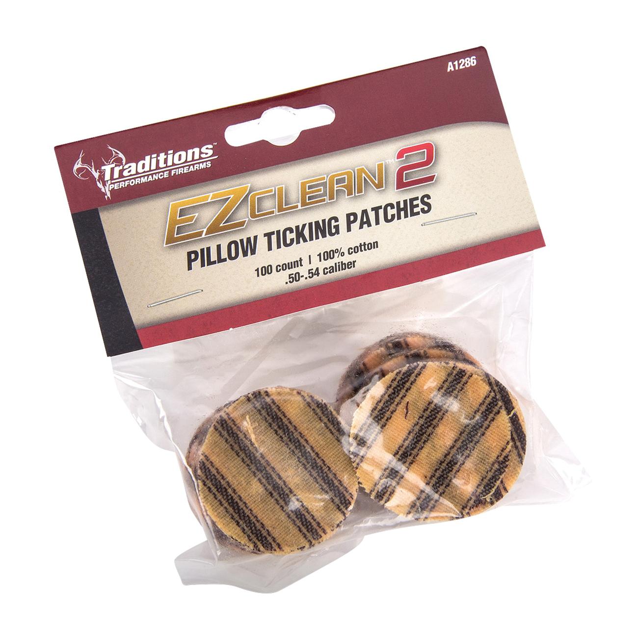 Traditions Firearms EZ Clean 2 Pillow Ticking Patches, .50 to .54, 100/bag - A1286 - Traditions Performance Firearms