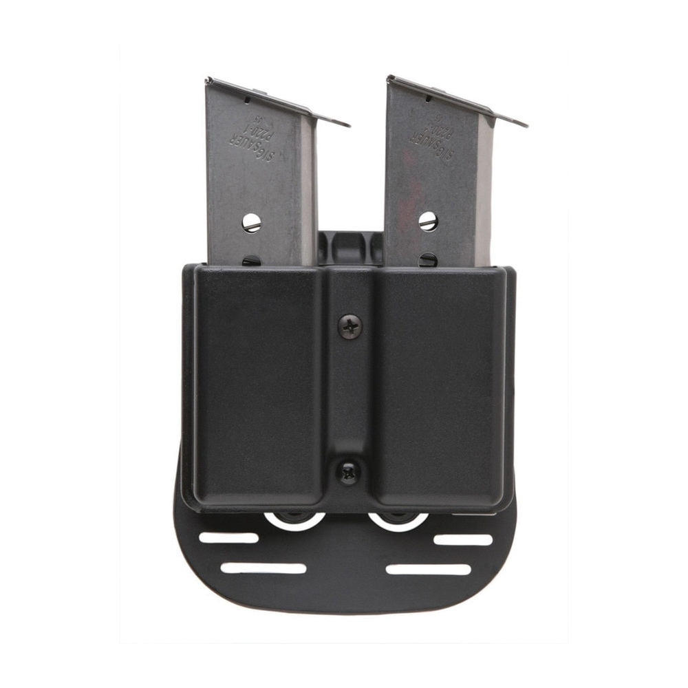 Uncle Mike's Single Row Double Magazine Case, Belt Clip Mount, Smooth Black - 51371 - Uncle Mike's