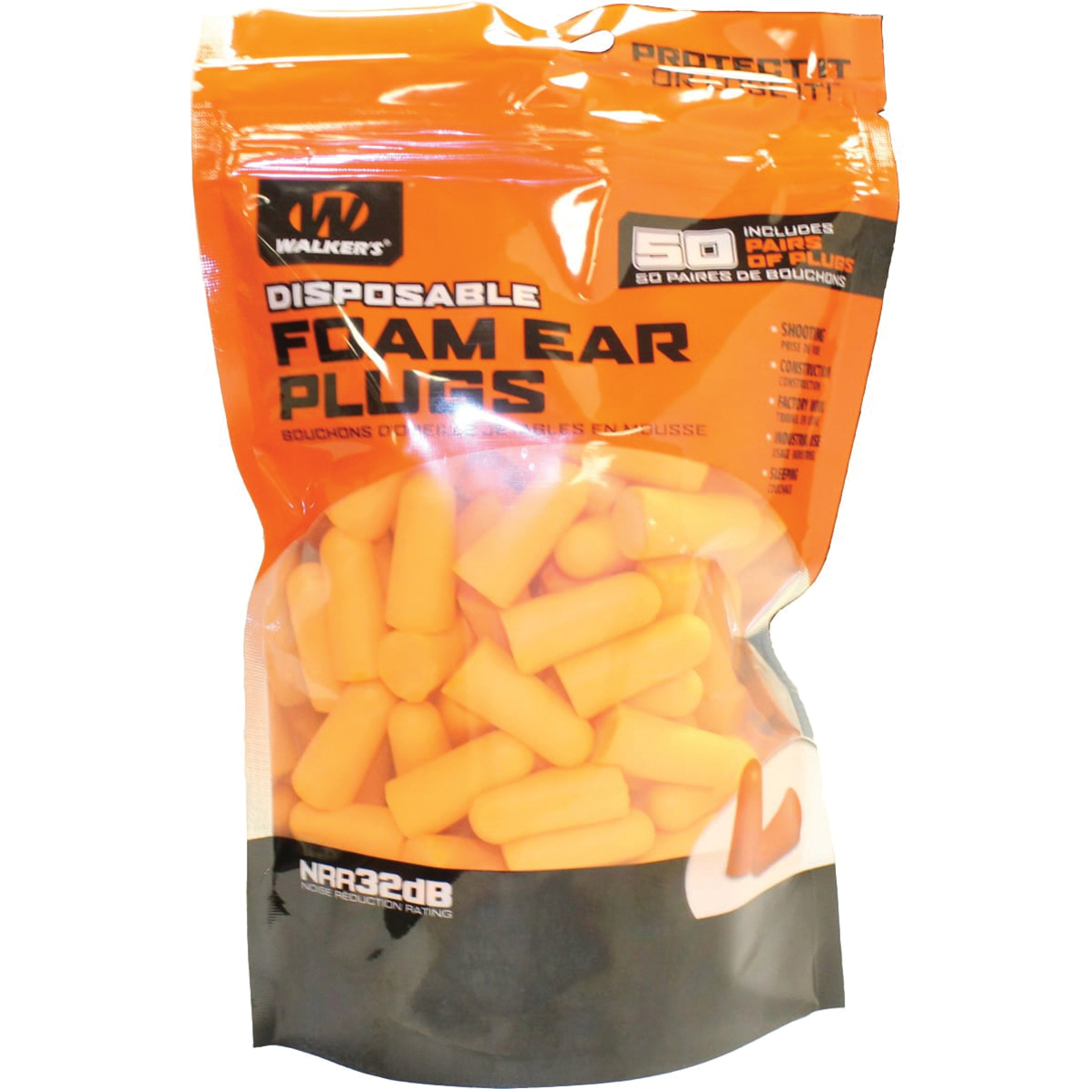 Walkers Game Ear 32 dB Inside the Ear Plug, Orange, 25 Pair/bag - GWPFP25BAG - Walkers Game Ear
