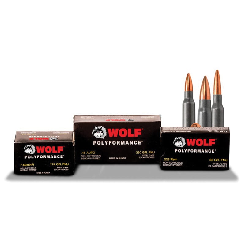 Wolf Performance PolyFormance 148 gr FMJ 7.62x54mmR Ammo 20rd - MC76254R148 - Wolf