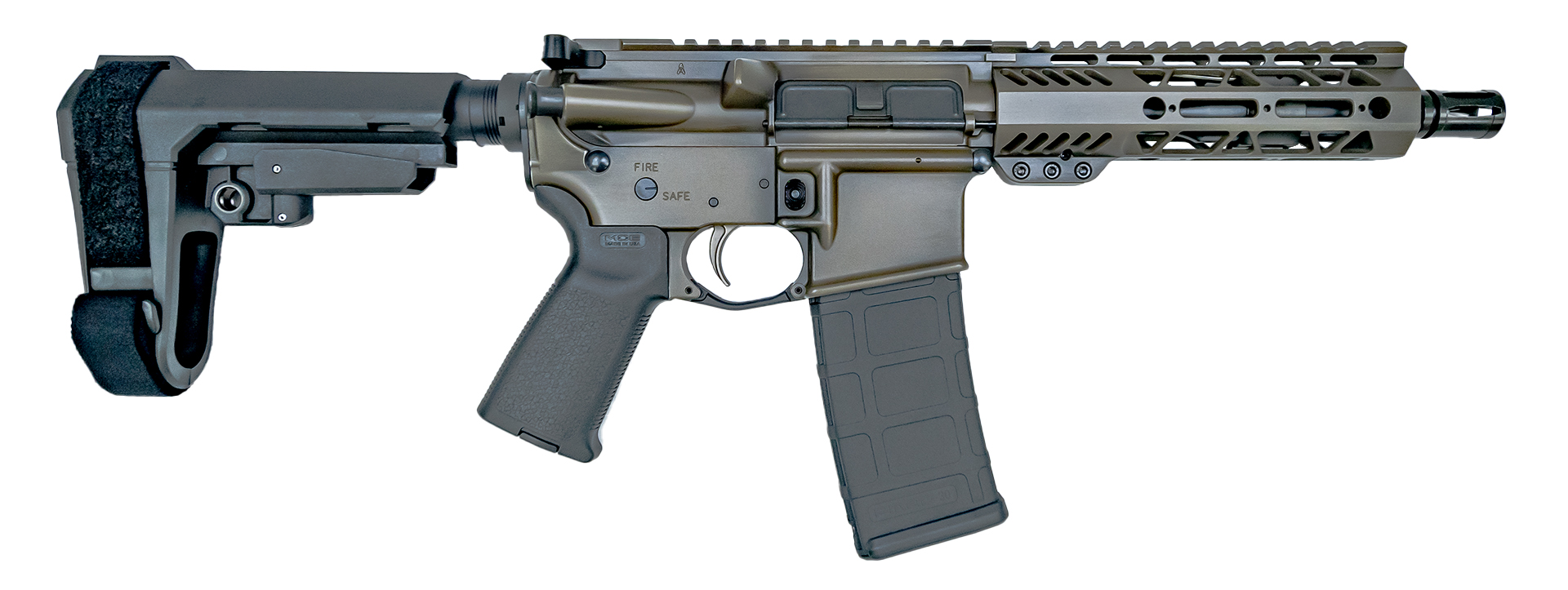PSA Custom 7.5" 5.56 Nato 1/7 Phosphate 7" LTWT MLOK Moe SBA3 Pistol, Bedrock - Psa Custom