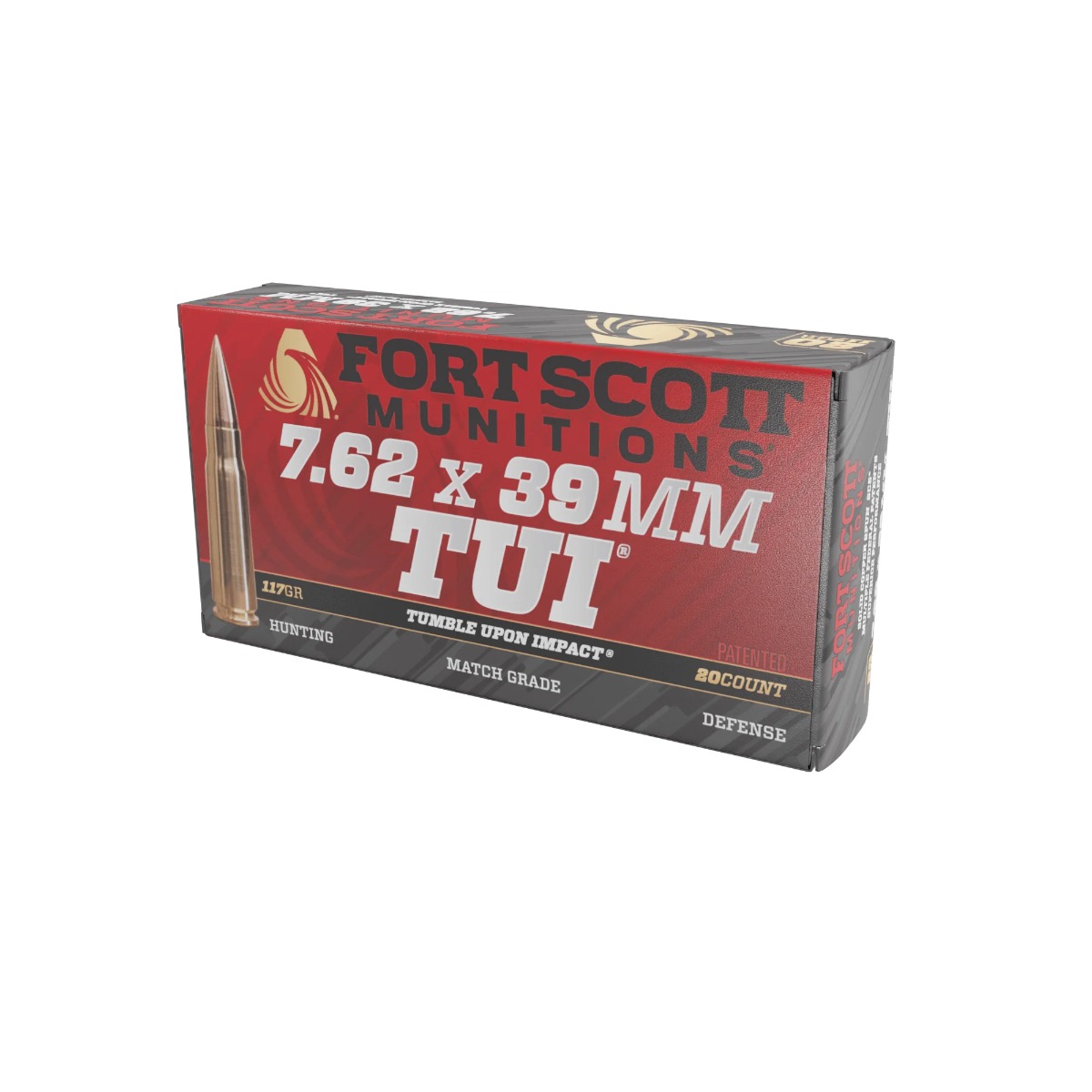 Fort Scott Munitions Tumble Upon Impact 7.62x39mm 117 gr Ammo SPS - 20rds - 762X39117SCV - Fort Scott Munitions