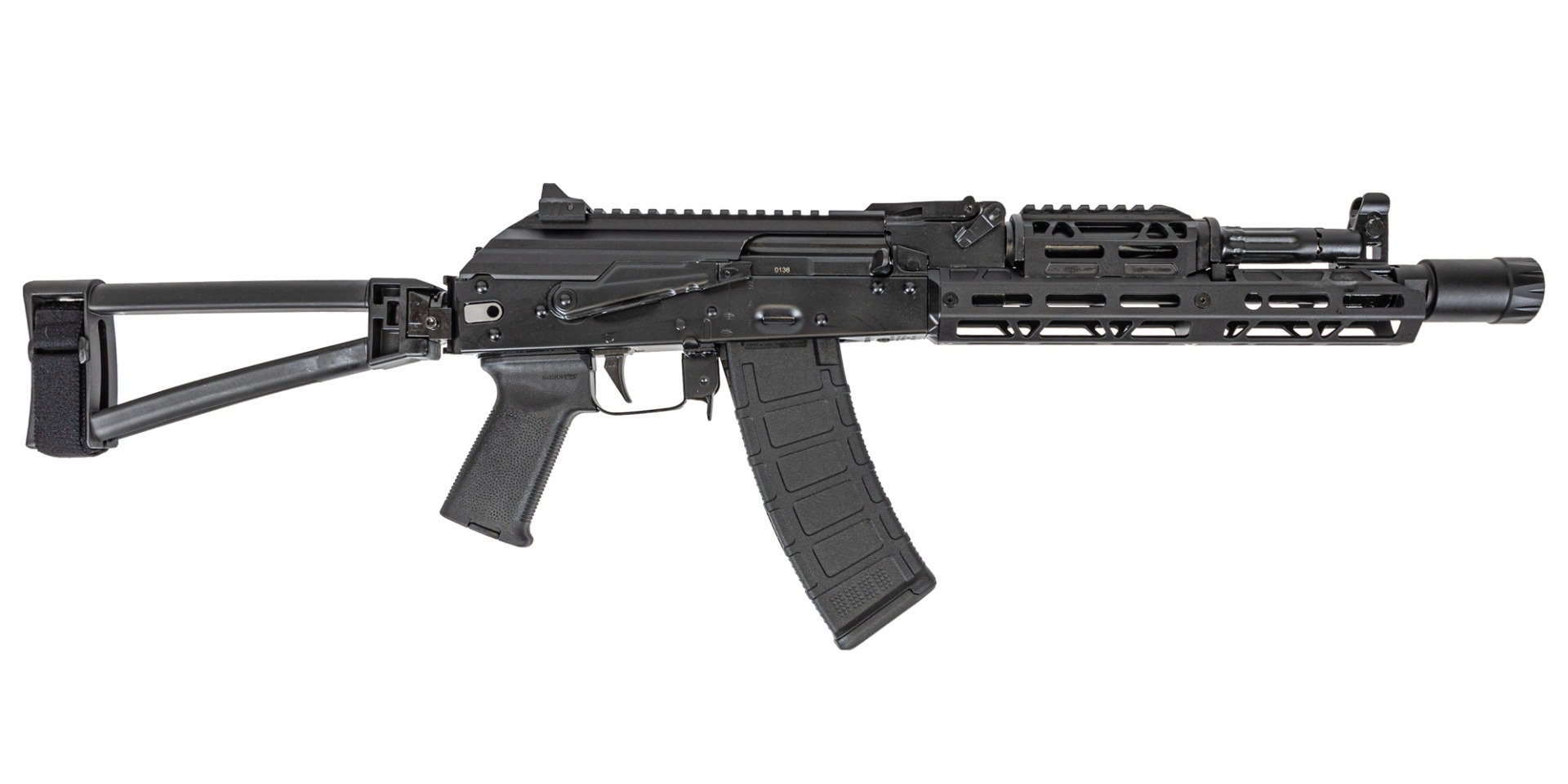 PSA AK-105 Triangle Side Folding Pistol with JL Billet Rail, Picatinny Railed Dust Cover, Toolcraft Bolt, Trunnion, and Carrier - Palmetto State Armory