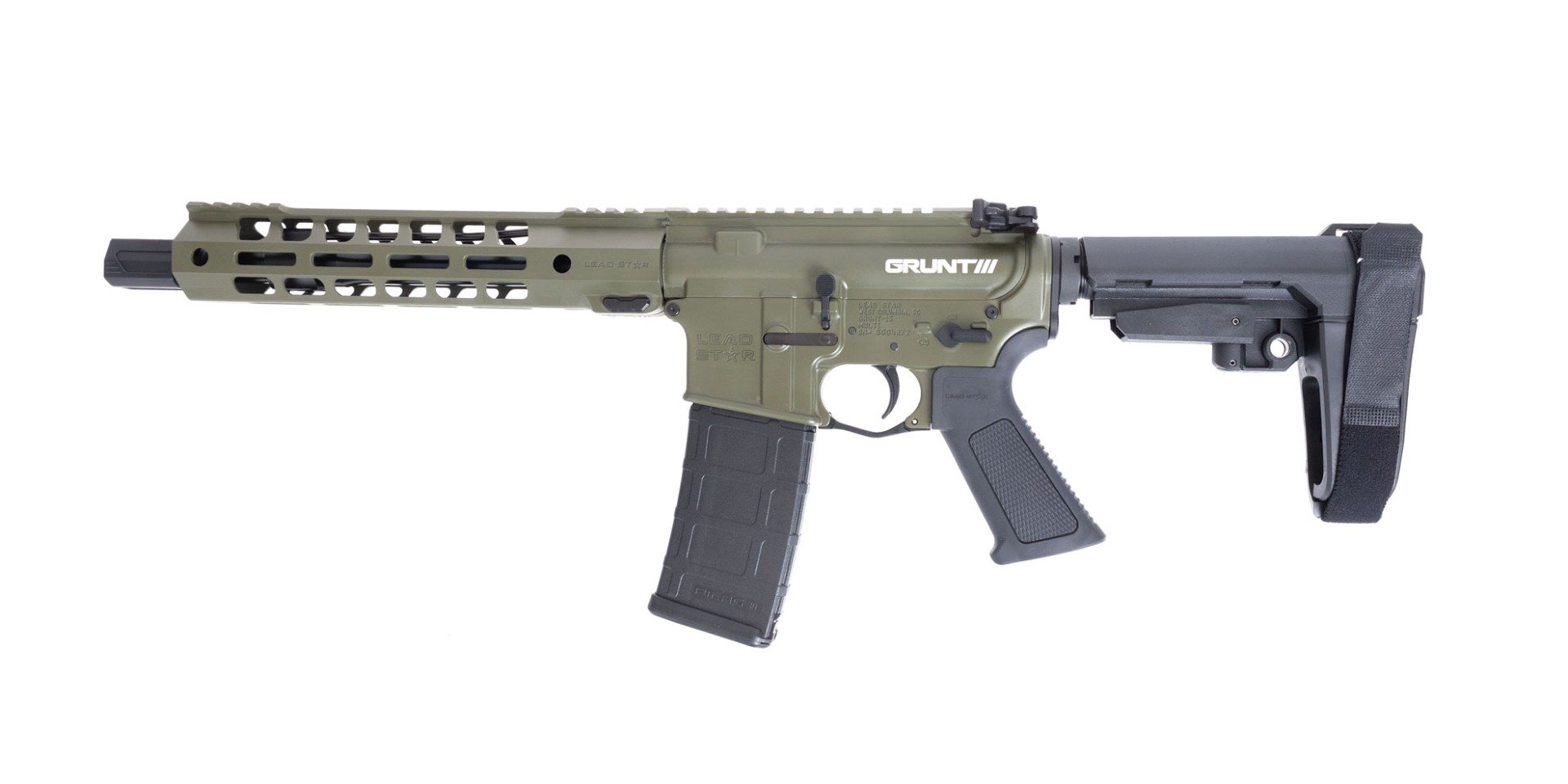 Lead Star Arms Grunt Pistol - 10.5" .223 Wylde w/ 10" Handguard (Sniper Green)
