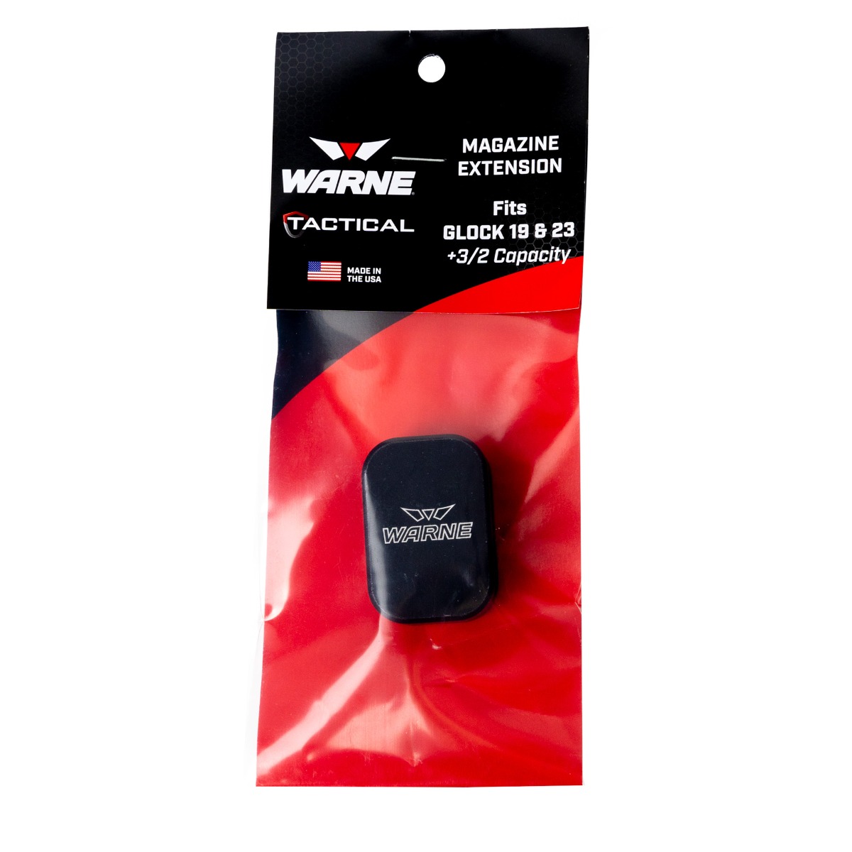 Warne Glock 9/40 +3/2 Magazine Extension, Black - MEG19-3/2BLK - Warne
