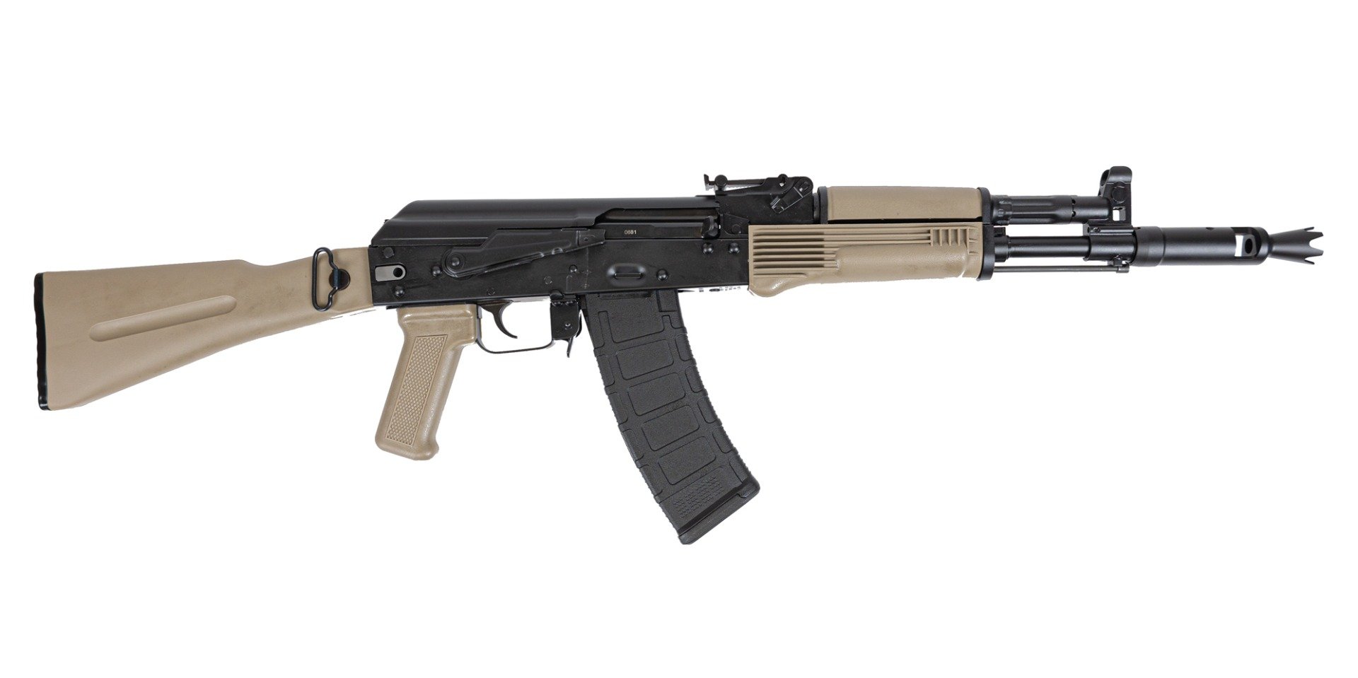 PSA AK-105 Side Folding Rifle w/Pinned and Welded extended booster, Toolcraft Bolt, Trunnion, and Carrier, FDE - Palmetto State Armory